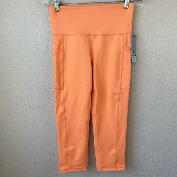 NWT Ideology Melon Ice Orange Cropped Leggings Size S - Picture 1 of 8